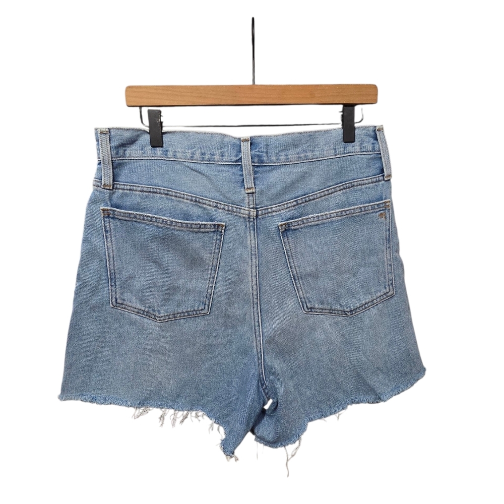 Madewell the Mom Jean Short Denim Blue Shorts Women High Rise Frayed Hem Size 29 - Picture 2 of 16